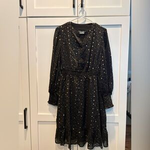 Allegra K Black Dress with Gold Star Design Size Medium